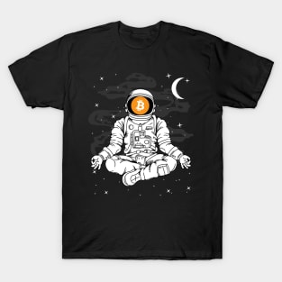 Astronaut Yoga Bitcoin BTC Coin To The Moon Crypto Token Cryptocurrency Blockchain Wallet Birthday Gift For Men Women Kids T-Shirt